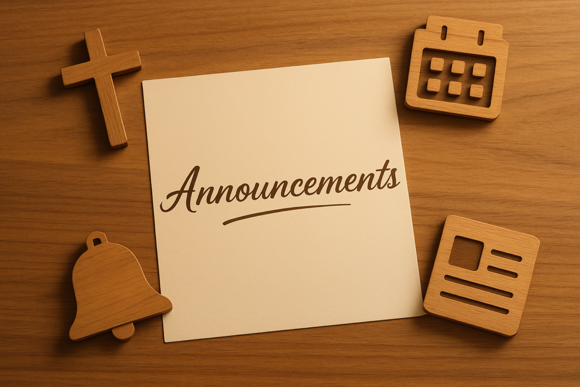 Weekly Announcements for Sunday April 6, 2025