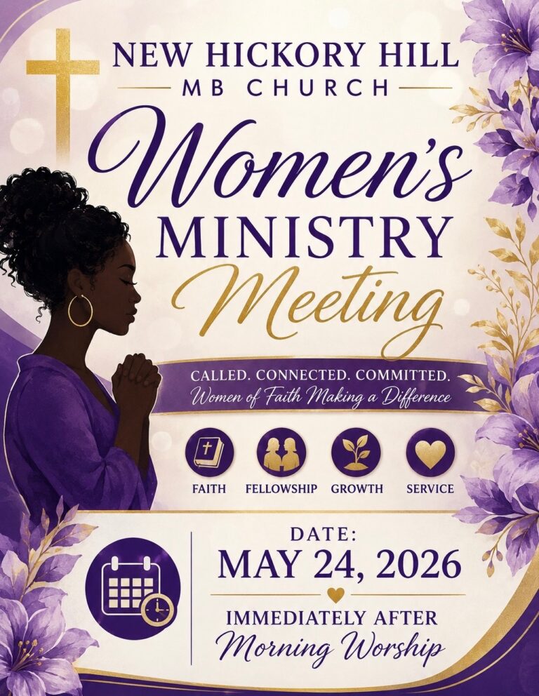 Women’s Ministry Meeting | May 24, 2026 | New Hickory Hill M.B. Church