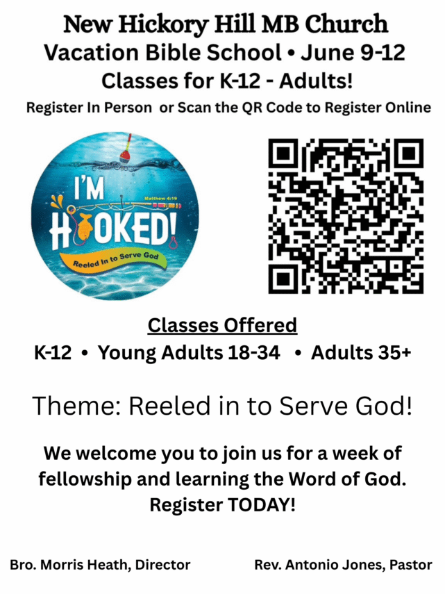 Vacation Bible School | June 9–12, 2026 | New Hickory Hill M.B. Church